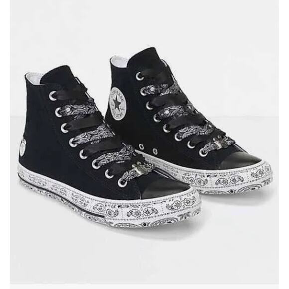 Men's or Women's 7 Converse X Miley Cyrus all star low Black White Bandana - Picture 1 of 8